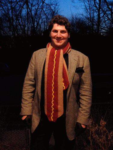 A more jubilant Marcuse, after the game on Opening Day 2013, wearing a scarf handmade by a fan.