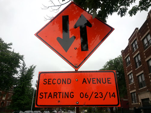 Like the sign says, Second is going through some ups and downs.